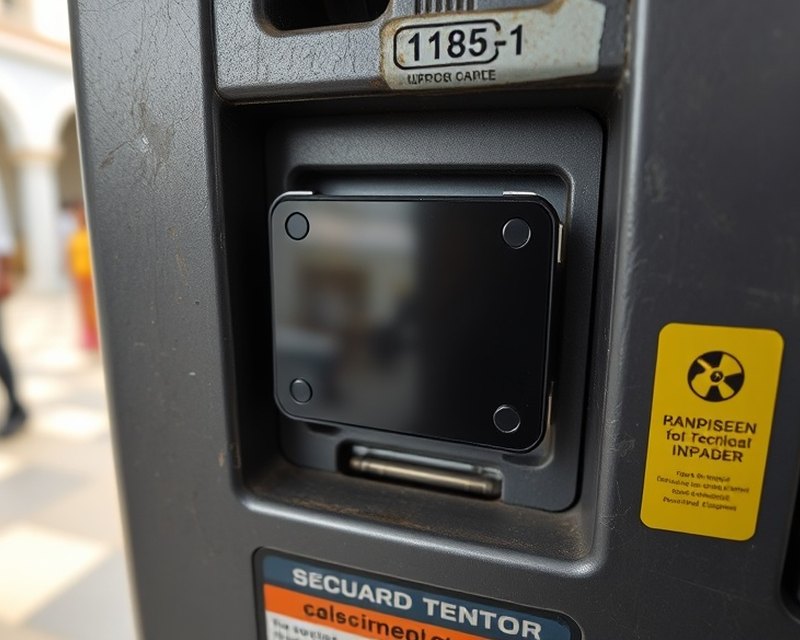 Before — Terminal fascia with a foreign device fitted over the card reader.